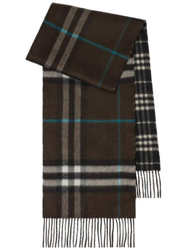 Reversible Check Cashmere Scarf Snark Black - BURBERRY - BALAAN 1