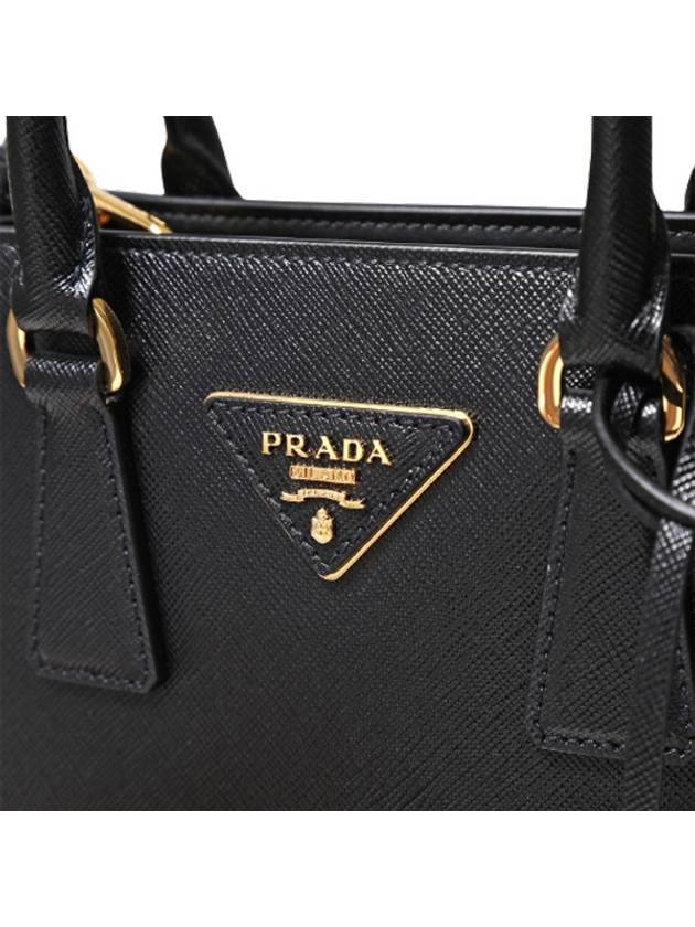 Triangular Logo Saffiano Leather Tote Bag Black - PRADA - BALAAN 7