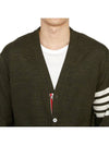 Men's Sustainable Classic Diagonal Wool Cardigan Dark Green - THOM BROWNE - BALAAN 7