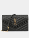 Women's Logo Envelope Chain Long Wallet Black - SAINT LAURENT - BALAAN 3