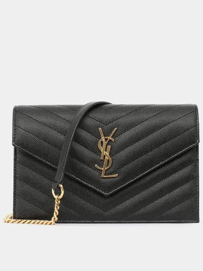 Women's Logo Envelope Chain Long Wallet Black - SAINT LAURENT - BALAAN 2