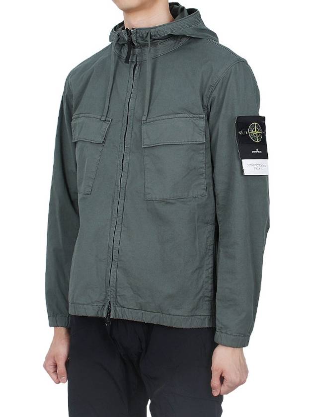 Cotton Twill Stretch Hooded Jacket Dark Green - STONE ISLAND - BALAAN 5