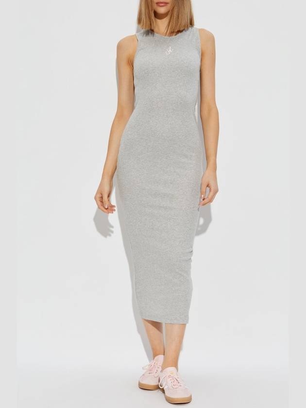 JW Anderson Ribbed Dress With Logo, Women's, Grey - JW ANDERSON - BALAAN 3