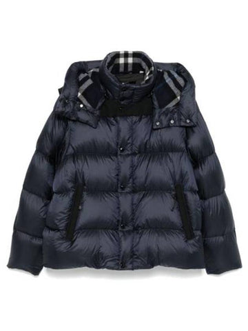 Hooded Nylon Down Padding Navy - BURBERRY - BALAAN 1