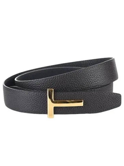 T Logo Reversible Leather Belt Black Brown - TOM FORD - BALAAN 2