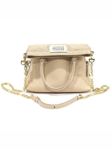 S56WG0081 Almond Beige Grainy Leather 5AC Classique Micro 2WAY - MAISON MARGIELA - BALAAN 1