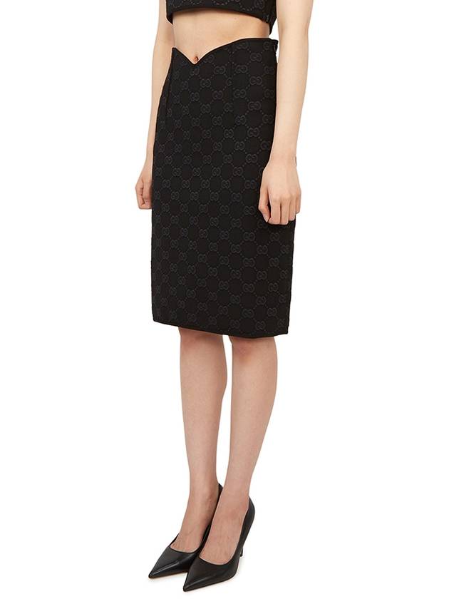 Women's GG Crepe Viscose Pencil Skirt Black - GUCCI - BALAAN 3