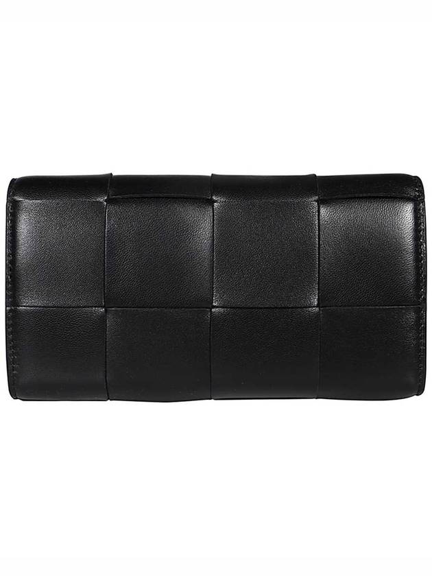 Cassette Flap Leather Long Wallet Black - BOTTEGA VENETA - BALAAN 3