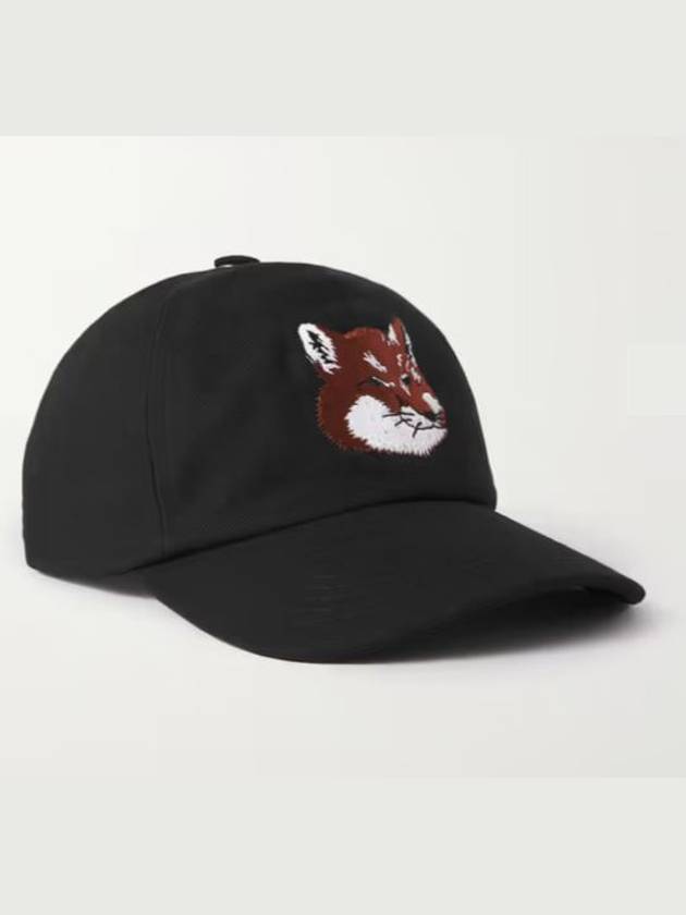 Large Fox Head Embroidered 6P Ball Cap Black - MAISON KITSUNE - BALAAN 4