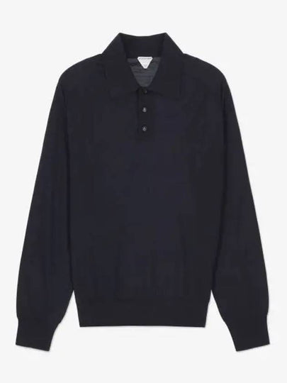 Long Sleeve Polo Knit Top Navy - BOTTEGA VENETA - BALAAN 2