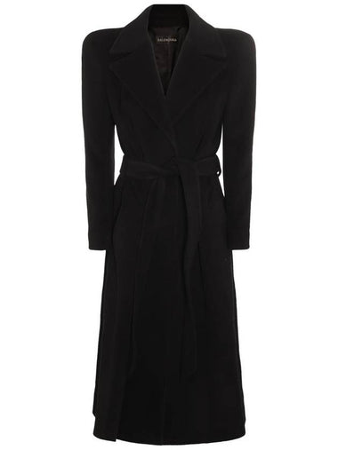 black cashmere wool blend round shoulder coat 769014TOU021000 B0560955732 - BALENCIAGA - BALAAN 1