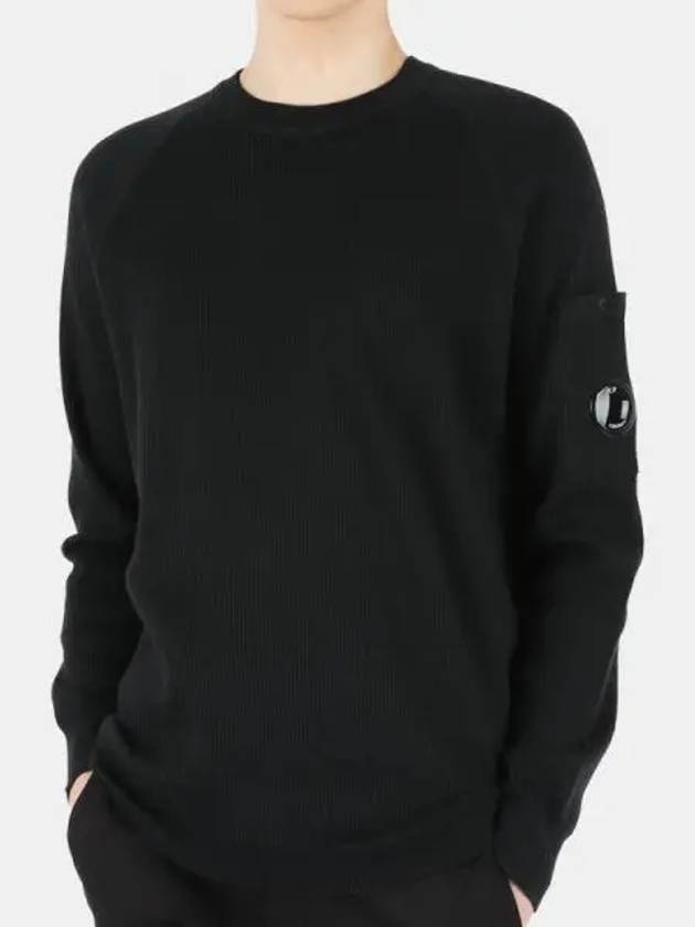 Lens Ribbed Crew Neck Knit Top Black - CP COMPANY - BALAAN 2