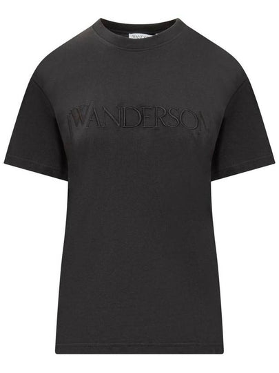 Embroidery Logo Cotton Short Sleeve T-Shirt Black - JW ANDERSON - BALAAN 2