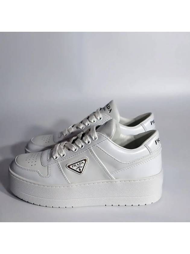 Downtown Bold Leather Low Top Sneakers White - PRADA - BALAAN 6