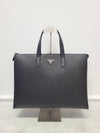 Black Saffiano triangle logo leather men s tote bag - PRADA - BALAAN 1