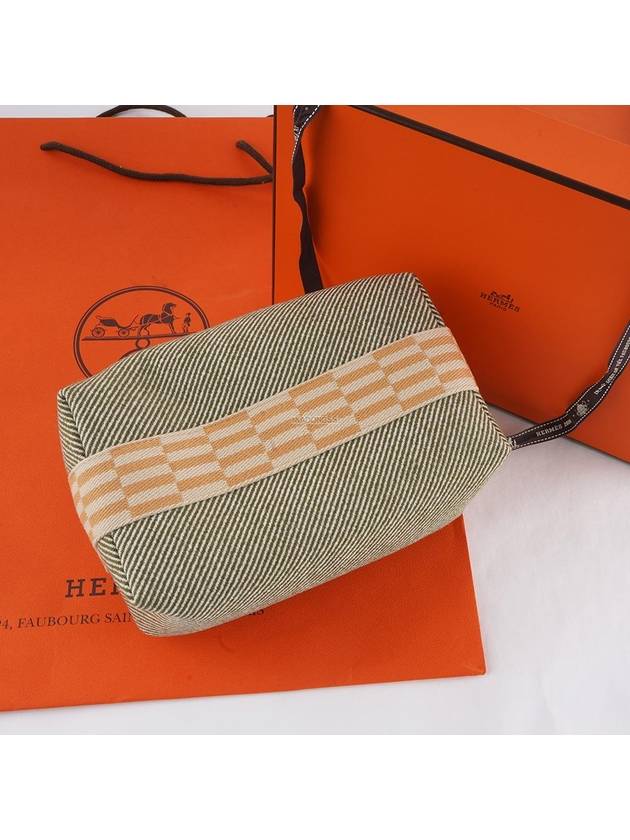 Bride A Brac H Natte Small Pouch Bag Wool Vert Foret - HERMES - BALAAN 3