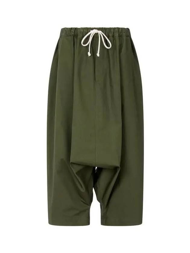 Yohji Yamamoto REGULATION Cropped Cotton Deep Baggy Pants Khaki - YOHJI YAMAMOTO - BALAAN 1