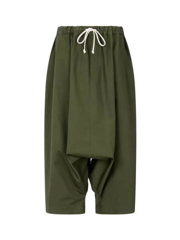 Yohji Yamamoto REGULATION Cropped Cotton Deep Baggy Pants Khaki - YOHJI YAMAMOTO - BALAAN 1