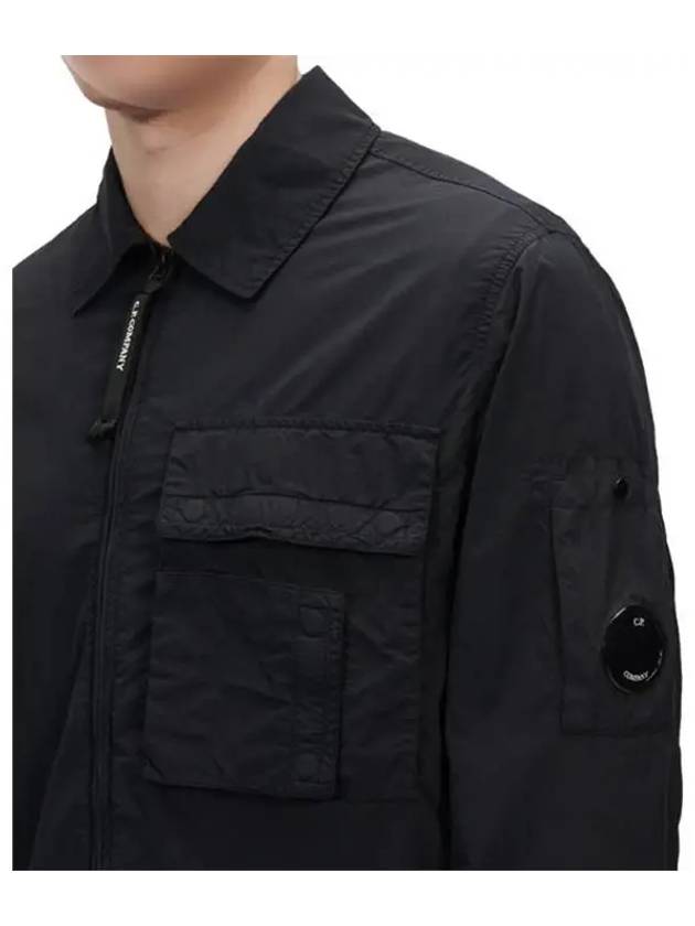 Lens Wappen Flat Pocket Nylon Shirt Zip Up Jacket Black - CP COMPANY - BALAAN 5