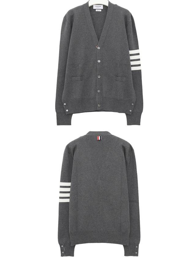 Milano Stitch 4-Bar Cardigan Medium Grey - THOM BROWNE - BALAAN 3