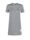 Women's Bag Flower Button Silk Cotton Short Sleeve Dress Grey - THOM BROWNE - BALAAN 2