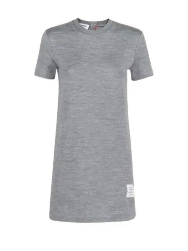 Women's Bag Flower Button Silk Cotton Short Sleeve Dress Grey - THOM BROWNE - BALAAN 2