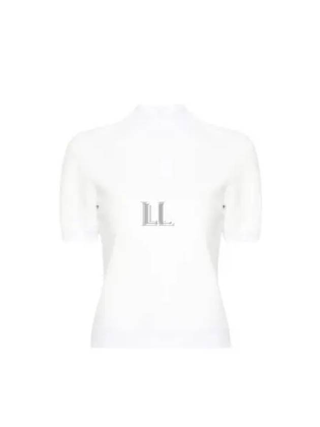 Logo Mockneck Short Sleeve Knit Top White - TORY BURCH - BALAAN 2