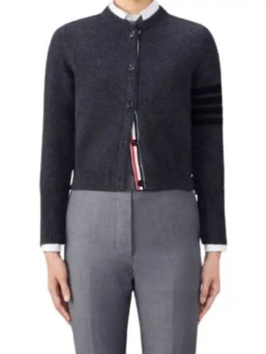 Striped Detail Wool Cardigan Dark Grey - THOM BROWNE - BALAAN 2