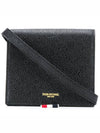 Pebble Calfskin Leather Card Holder With Strap Black - THOM BROWNE - BALAAN 2