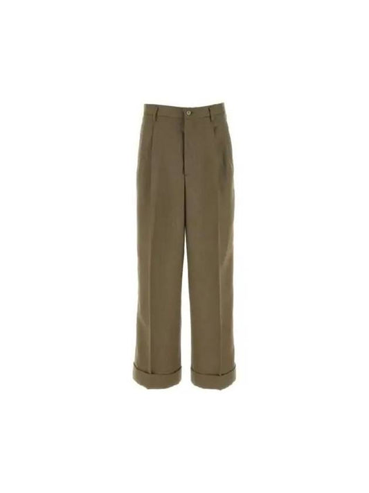 Chin detail wide turn up pants AW22P57OLV WO OLIVE - HED MAYNER - BALAAN 1