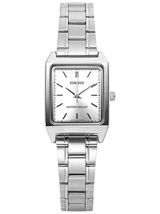 Square Plated Metal Analog Watch Silver - CASIO - BALAAN 5