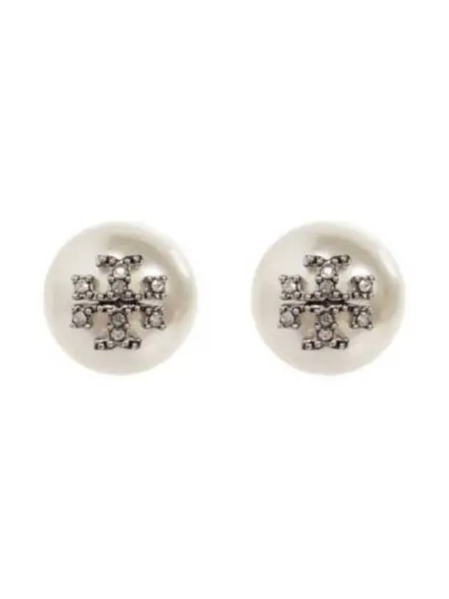 Kira Pearl Stud Earrings Silver White - TORY BURCH - BALAAN 2