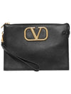 V Logo Signature Clutch Bag Black - VALENTINO - BALAAN 1