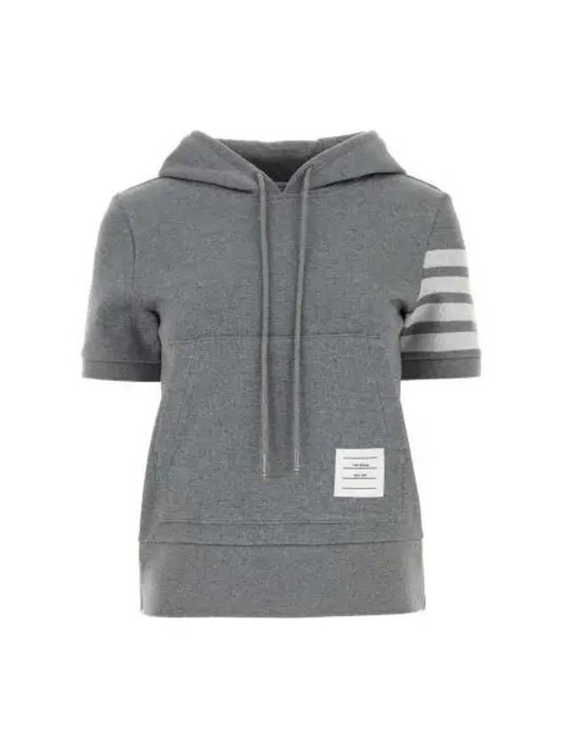 Double Face 4 Bar Short Sleeve Hoodie Grey - THOM BROWNE - BALAAN 2