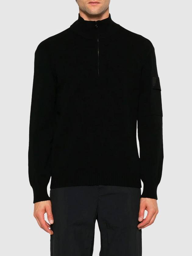 Merino Wool Polo Knit Top Black - CP COMPANY - BALAAN 3