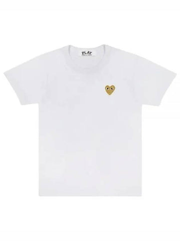 COMME DES GARCONS Gold Heart T Shirt White - COMME DES GARCONS PLAY - BALAAN 1