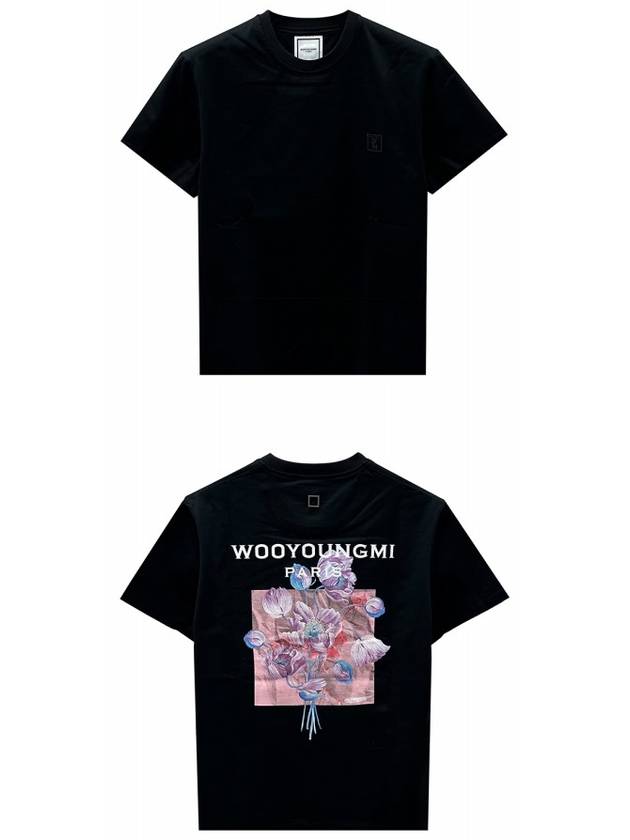 W243TS05708B 3D Flower Back Logo Round Short Sleeve T Shirt Black Men s TEO - WOOYOUNGMI - BALAAN 4