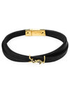 Opyum Double Wrap Leather Bracelet Black - SAINT LAURENT - BALAAN 3