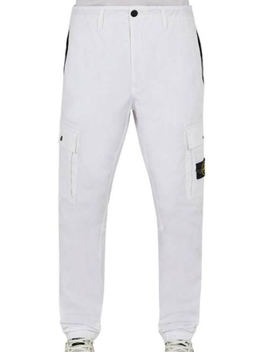 Men's Wappen Patch Slim Cargo Straight Pants White - STONE ISLAND - BALAAN 2