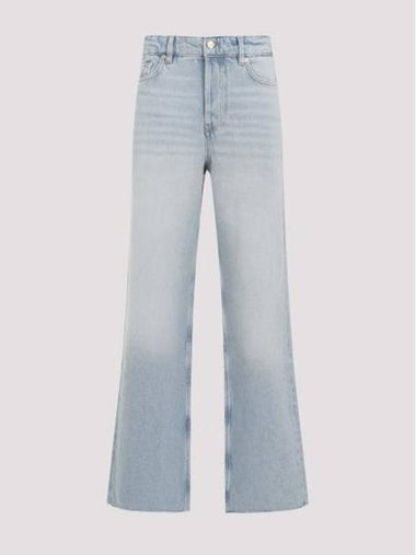 Overdyed Heavy Izey Straight Jeans Light Blue - GANNI - BALAAN 1