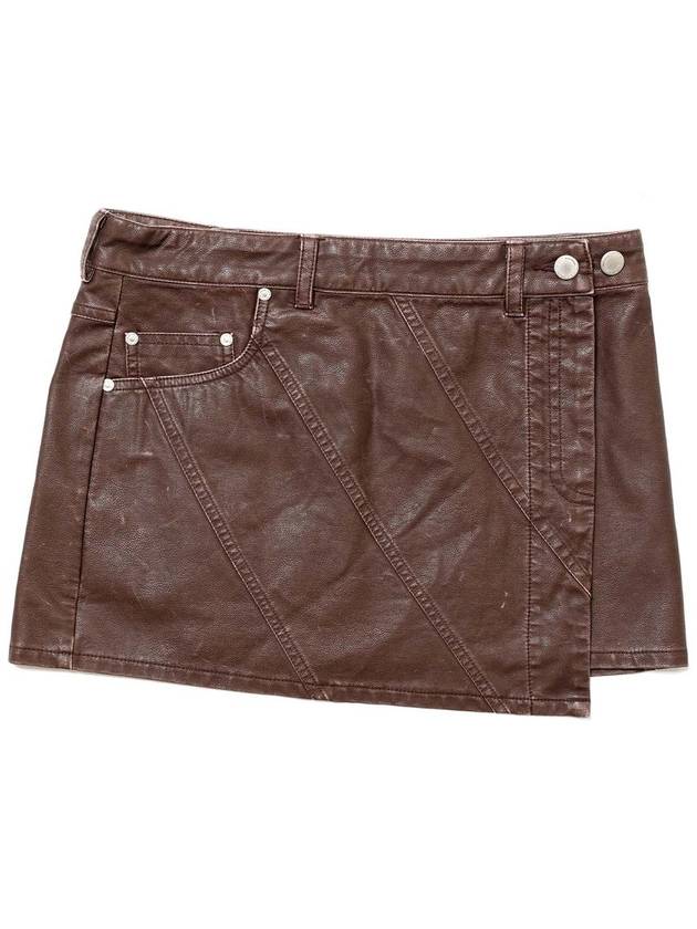 Pigment Vintage Vegan Leather Wrap H Line Skirt Brown - DILETTANTISME - BALAAN 7