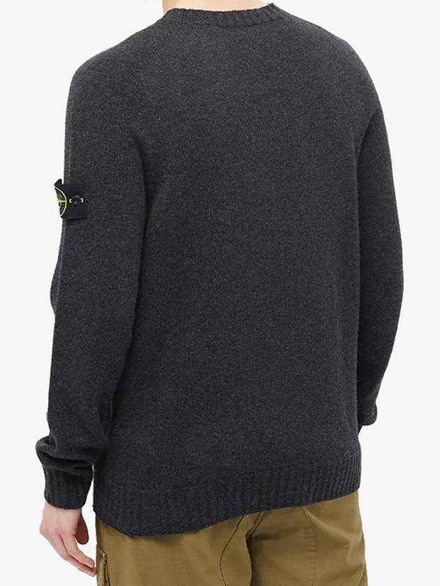 Waffen Patch Round Neck Wool Knit Top Charcoal - STONE ISLAND - BALAAN 4