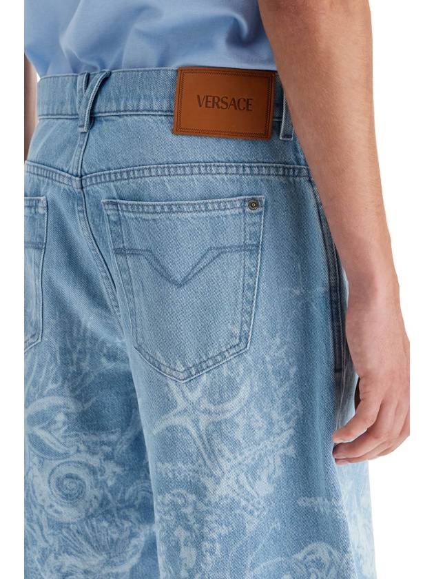 Barocco Sea Print Denim Shorts 10147811A11107 - VERSACE - BALAAN 5