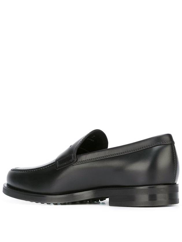 Men's Stamped Monogram Semi Glossy Leather Loafers Black - TOD'S - BALAAN 25