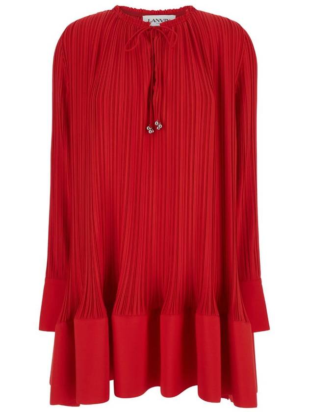 Short Dress With Red Pleated Effect In Technical Fabric  Woman - LANVIN - BALAAN 1