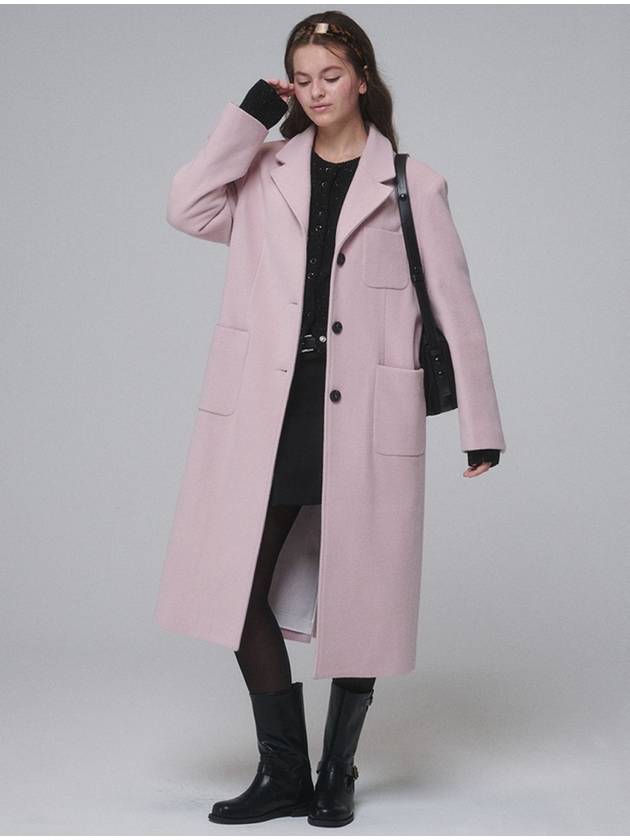 Single breasted Wool long coat Pink - OPENING SUNSHINE - BALAAN 4