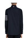 Men's Diagonal Solid Flannel Long Sleeve Shirt Navy - THOM BROWNE - BALAAN 5