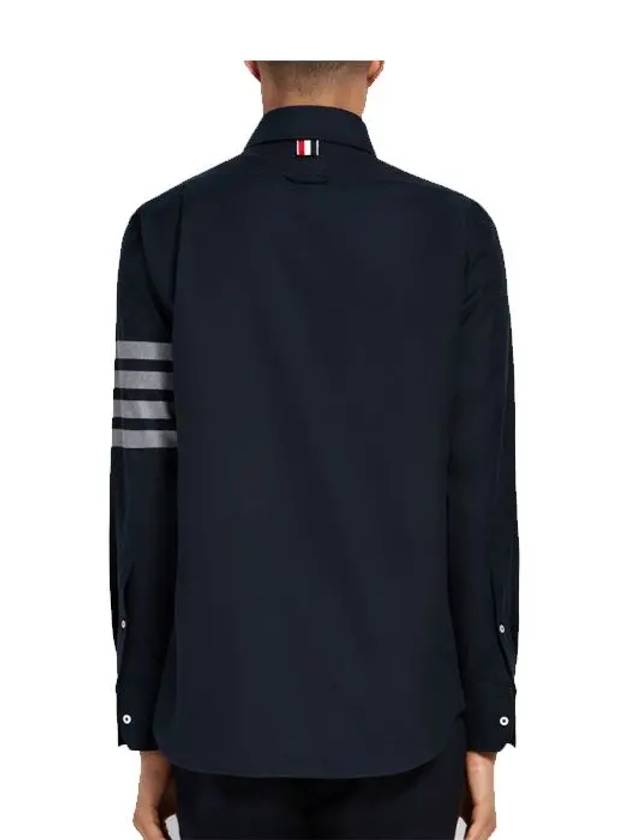 Men's Diagonal Solid Flannel Long Sleeve Shirt Navy - THOM BROWNE - BALAAN 5