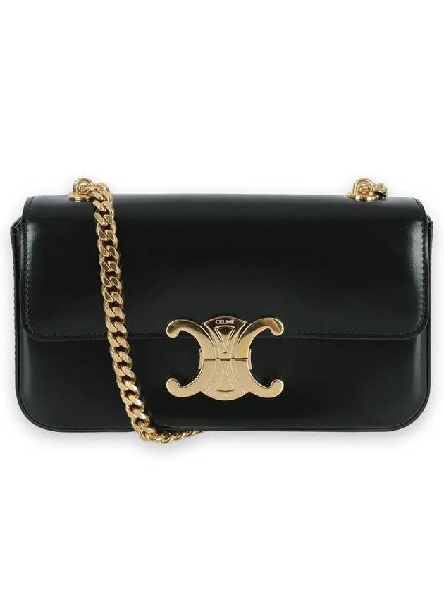 Triomphe Shiny Calfskin Shoulder Bag Black - CELINE - BALAAN 2