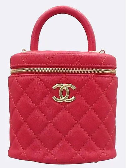 AS3348 Red color caviar skin gold COCO logo handle vanity chain cross bag - CHANEL - BALAAN 2